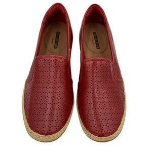NWT Clarks Collection Danelly Molly Red Leather Espadrille Slip-On Flats 8.5M